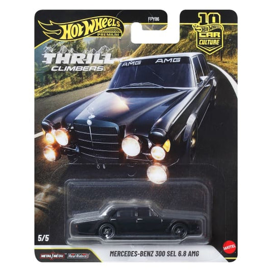Hot Wheels Mercedes-Benz 300 SEL 6.8 AMG toy car in packaging on a white background