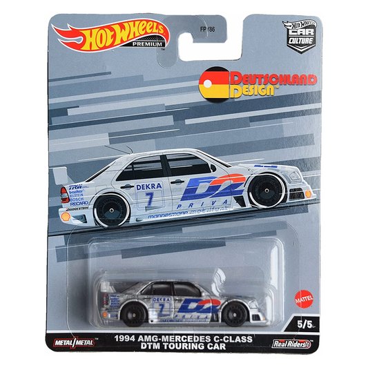Hot Wheels 1994 AMG-Mercedes C-Class DTM Touring Car in packaging with Dientzward Design logo.